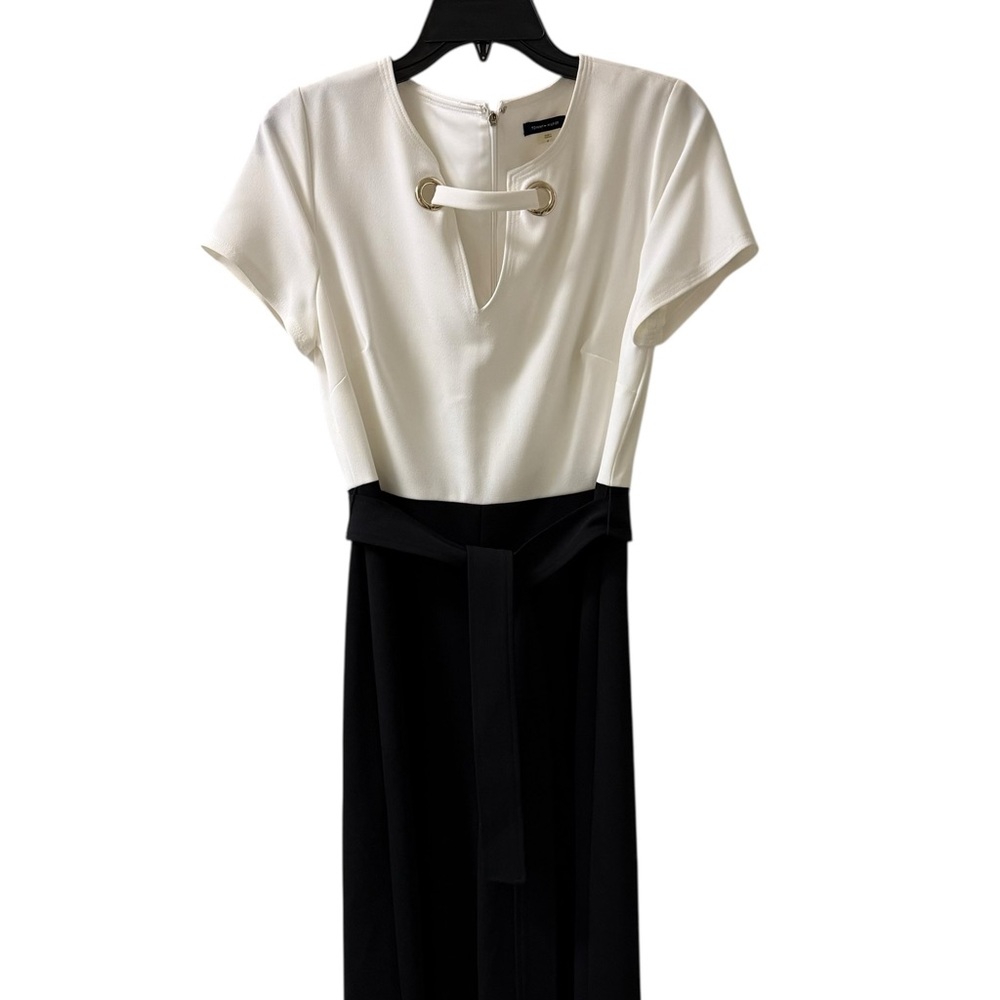 Tommy Hilfiger Black White Belted Grommet Jumpsuit size 8